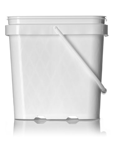 2 gallon white PP plastic rectangular EZ Stor pail with diamond pattern and handle