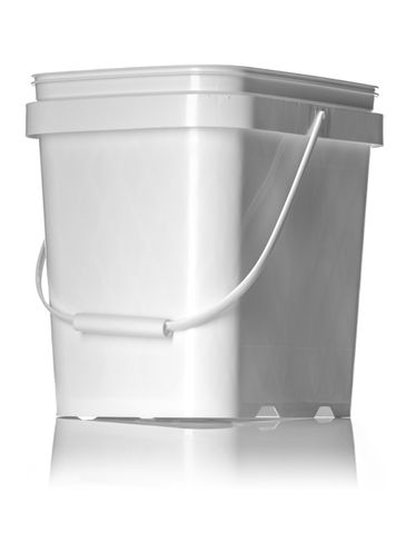 2 gallon white PP plastic rectangular EZ Stor pail with diamond pattern and handle