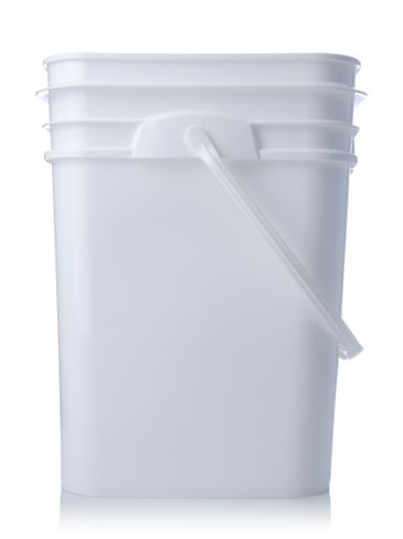 4 gallon white HDPE plastic square pail of 75 mil thickness with plastic handle