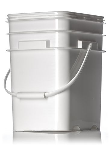 5.3 gallon white HDPE plastic rectangular EZ Stor pail with handle