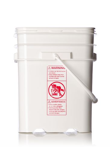 5.3 gallon white HDPE plastic rectangular EZ Stor pail with handle