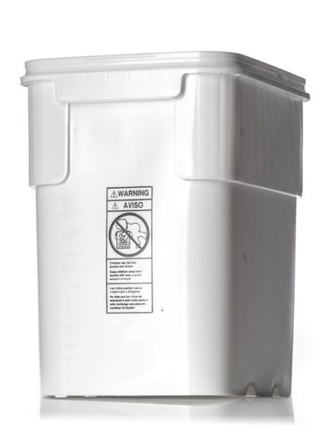 13 gallon white HDPE plastic square EZ Stor pail/tote