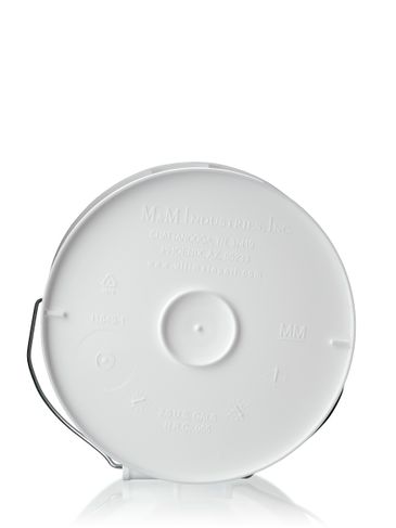 2 gallon white HDPE plastic round pail with metal handle