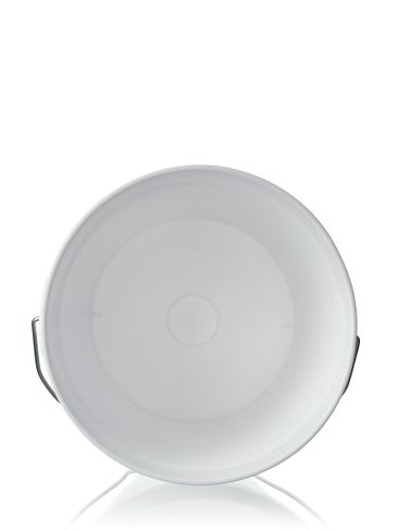 2 gallon white HDPE plastic round pail with metal handle