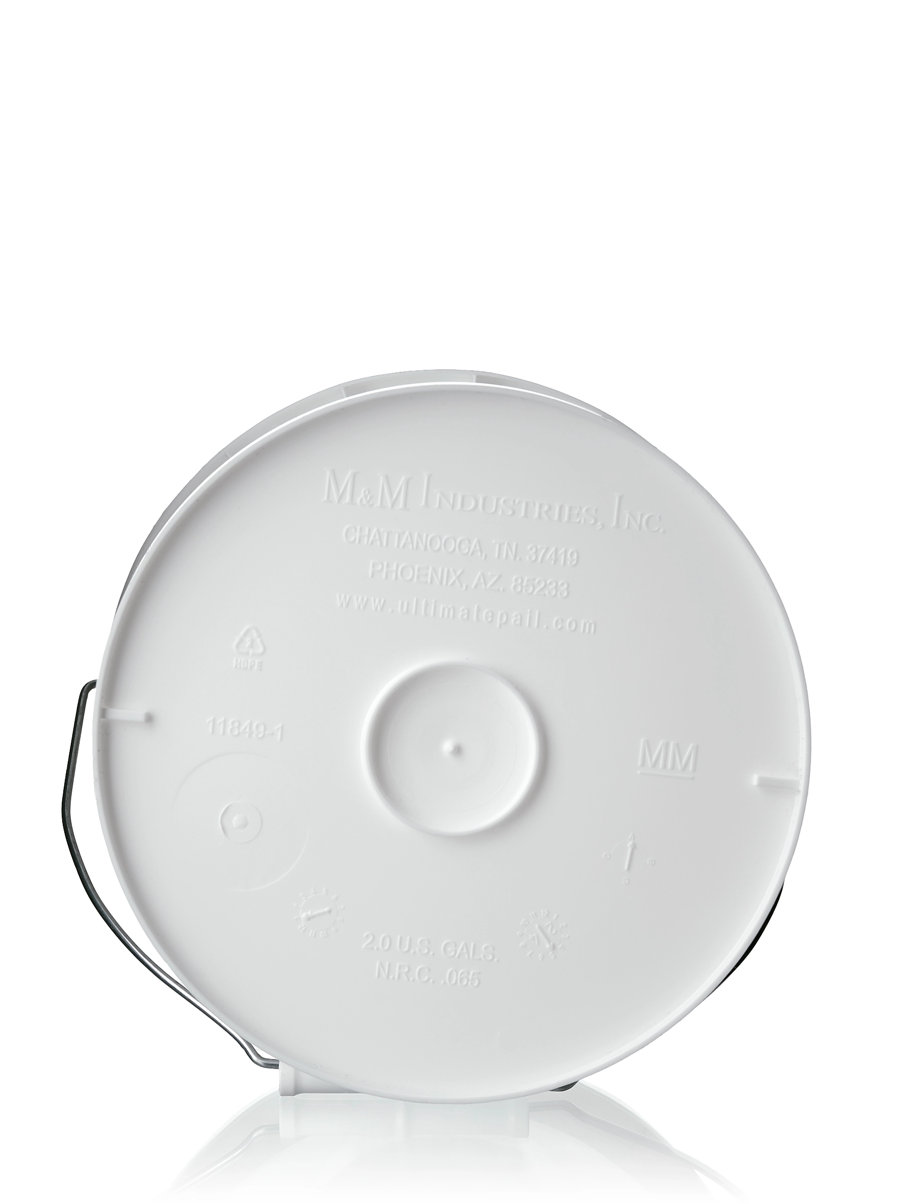 2 Gallon White HDPE Plastic Round Pail – P200WH