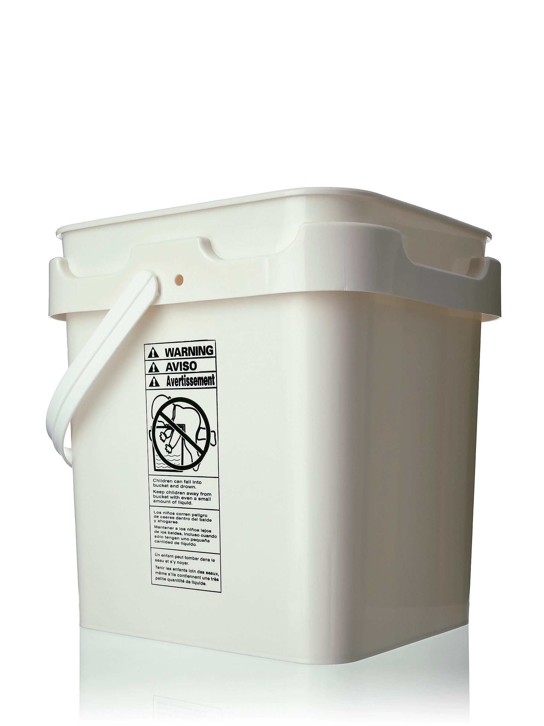 4 Gallon White PP Plastic Rectangular Pail – P304WH