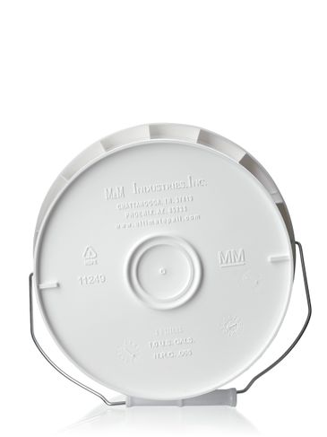 1 gallon white HDPE plastic round pail with metal handle