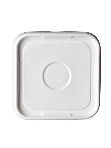 4 gallon white HDPE plastic square pail lid with tear-tab (no gasket) of 55 mil thickness