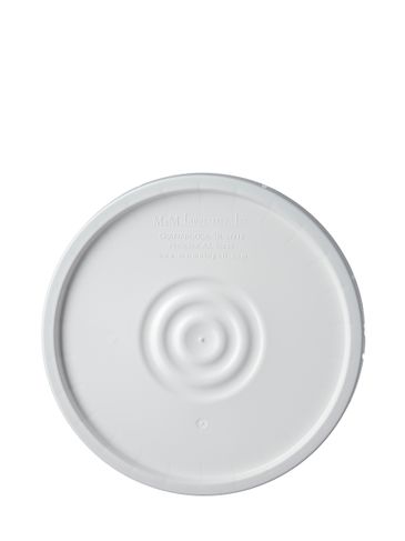 White HDPE plastic round pail tear-tab lid with gasket for 2 gallon pail