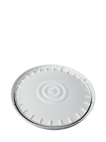 White HDPE plastic round pail tear-tab lid with gasket for 2 gallon pail
