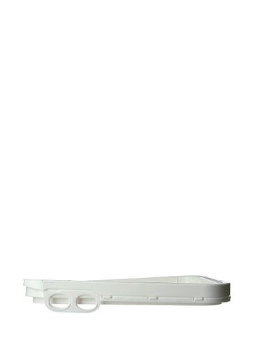 White PP plastic rectangular hinged lid with tear-tab (no gasket) for 4 gallon pail