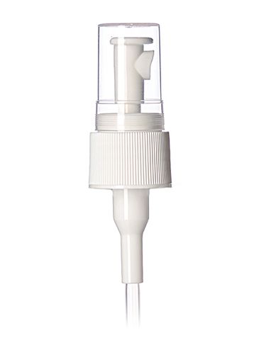 White PP plastic 24-410 ribbed skirt regular-mist fingertip sprayer with clear overcap and 7.625 inch dip tube (.7 cc output)