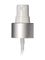 Matte silver metal shell and white PP smooth skirt fine-mist fingertip sprayer with clear overcap, 6.875 inch dip tube and 24-410 neck finish (.12-.14 cc output)