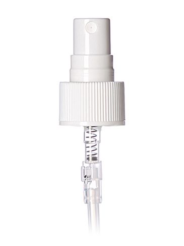 White PP plastic 24-410 ribbed skirt fine-mist inverted fingertip sprayer with clear overcap and 6.25 inch dip tube (.2 cc output)