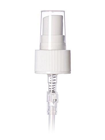 White PP plastic 24-410 ribbed skirt fine-mist inverted fingertip sprayer with clear overcap and 6.25 inch dip tube (.2 cc output)