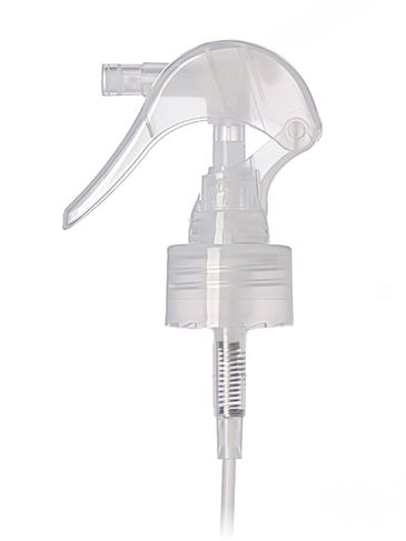 Natural-colored PP plastic 24-410 smooth skirt fine-mist trigger sprayer with 7.75 inch dip tube and lock button (.21 cc output)