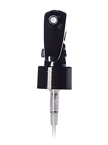 Black PP plastic 24-410 mini trigger sprayer with 7.75 inch dip tube and lock button (.21 cc output)