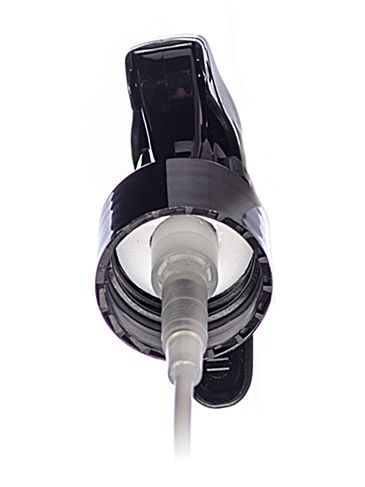 Black PP plastic 24-410 mini trigger sprayer with 7.75 inch dip tube and lock button (.21 cc output)