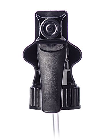 Black PP plastic 28-400 trigger sprayer with spray/stream/off nozzle, 9.25 inch dip tube (1.3 cc output)