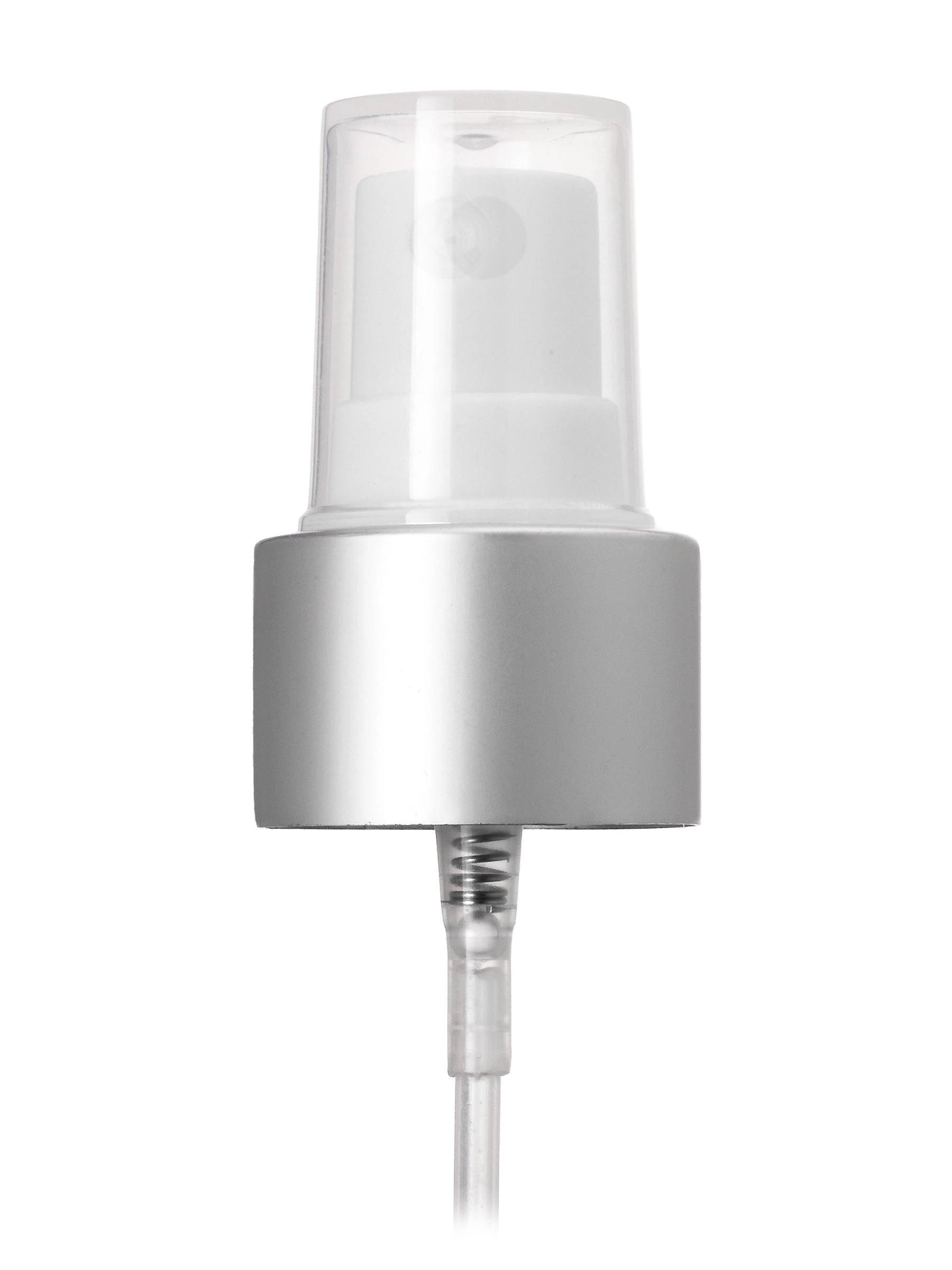 Matte Silver Metal Shell and White PP 24-410 Smooth Skirt Fine Mist Fingertip Sprayer – S109SLWH