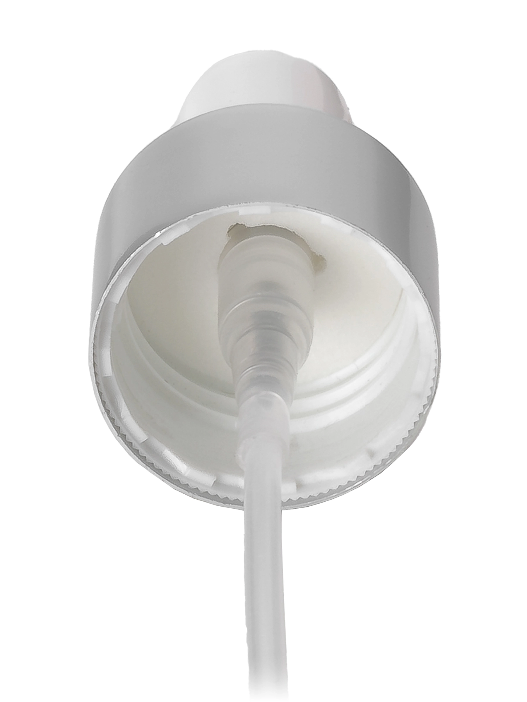 Matte Silver Metal Shell and White PP 24-410 Smooth Skirt Fine Mist Fingertip Sprayer – S109SLWH