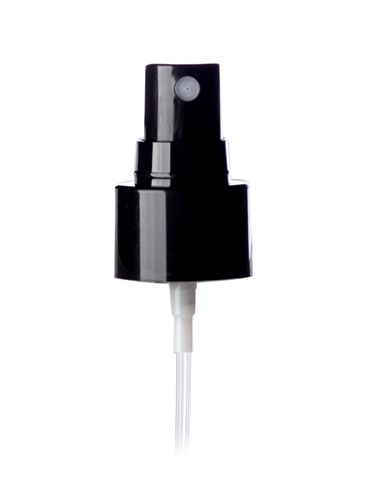 Black plastic 24-410 smooth skirt fine mist fingertip sprayer with clear overcap and 6.75 inch dip tube (.12-.14 cc output)