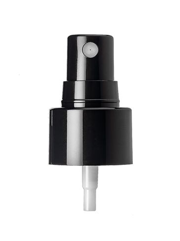 Black PP plastic 24-410 smooth skirt fine mist fingertip sprayer with clear overcap and variable length dip tube (.12-.14 cc output)