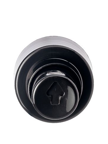 Black PP plastic 24-410 smooth skirt fine mist fingertip sprayer with clear overcap and variable length dip tube (.12-.14 cc output)