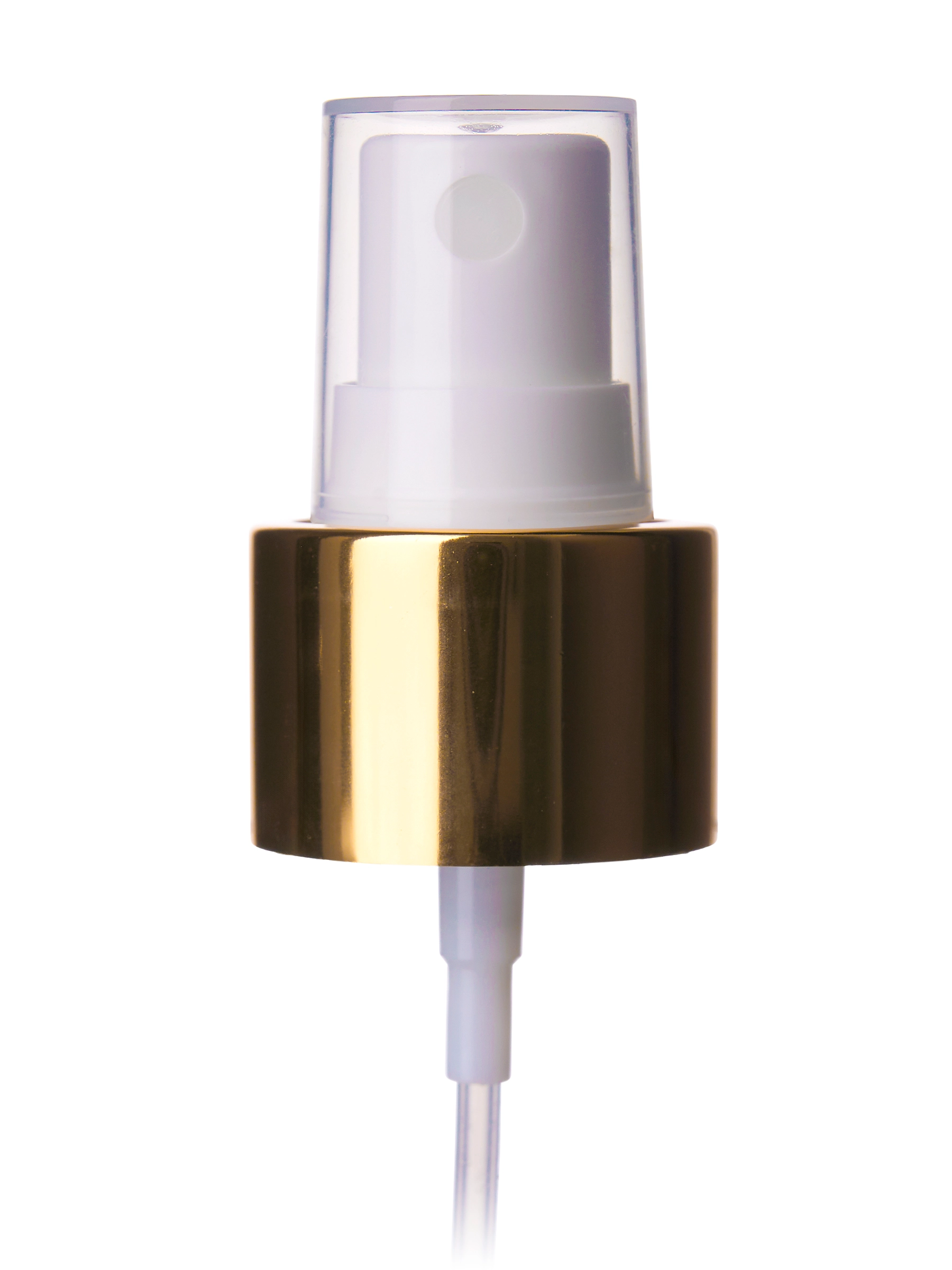 Gold Metal Shell and White PP 24-410 Smooth Skirt Fine-Mist Fingertip Sprayer – S145WHGD