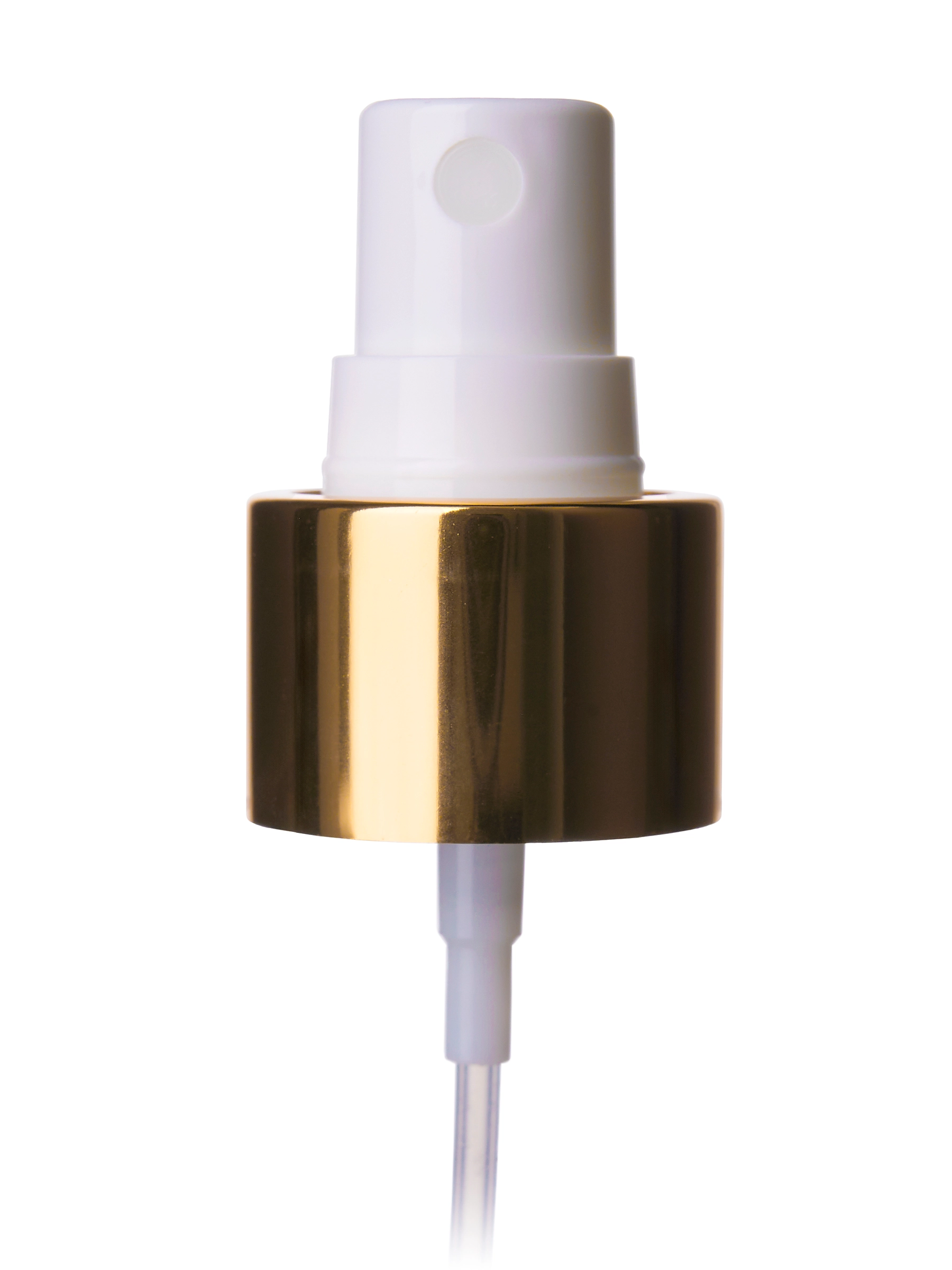 Gold Metal Shell and White PP 24-410 Smooth Skirt Fine-Mist Fingertip Sprayer – S145WHGD