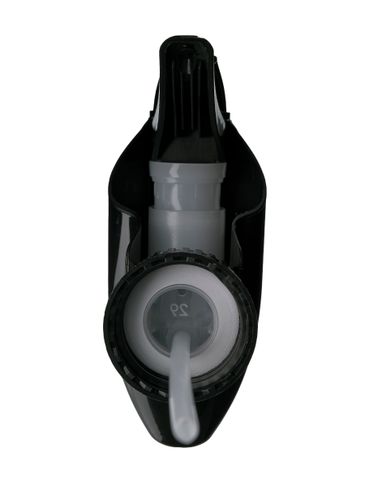 Black PP plastic 28-400 trigger sprayer with spray/stream/off nozzle, 9.25 inch dip tube (1.3 cc output)