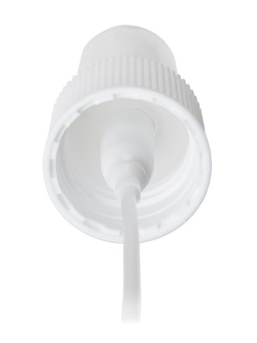 White PP plastic 24-410 ribbed skirt fine mist sprayer with clear overcap and 8.75 inch  dip tube (.15 cc output)