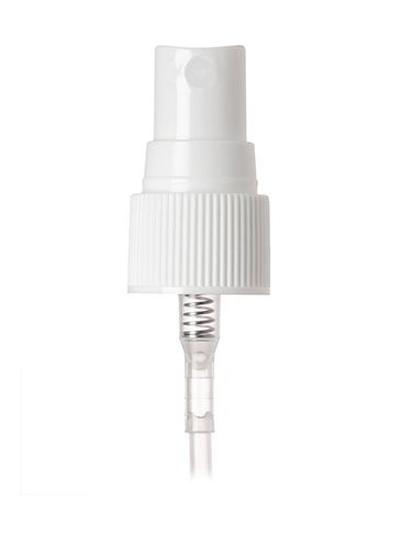 White PP plastic 20-410 ribbed skirt fine mist fingertip sprayer with clear overcap and 3.5 inch dip tube (0.18 cc output)