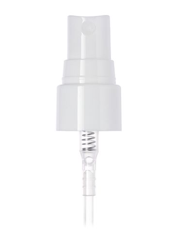 White PP plastic 20-410 smooth skirt fine mist fingertip sprayer with clear overcap and 5.3 inch dip tube (0.18 cc output)