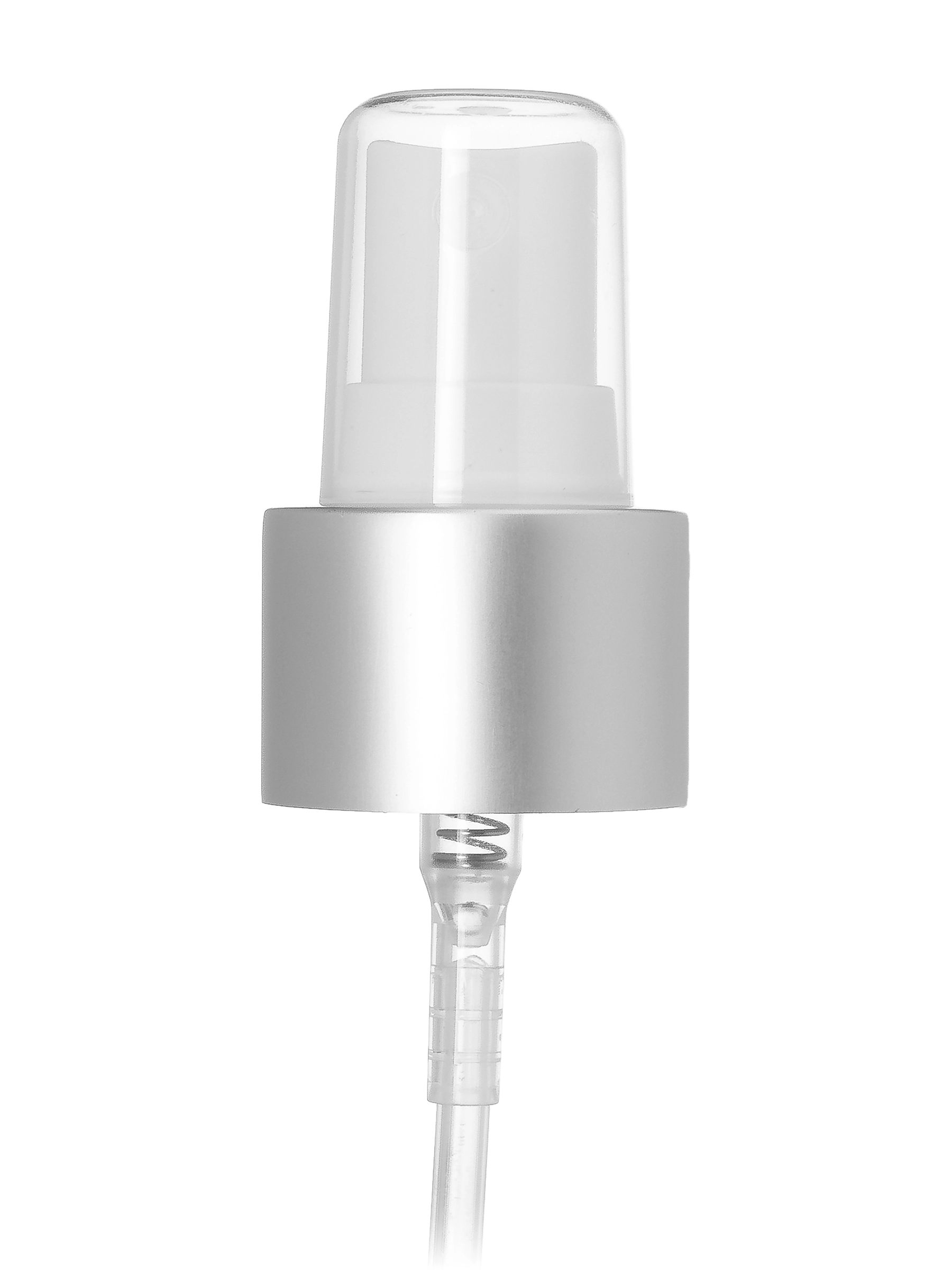 Matte Silver Metal Shell and White PP 24-410 Smooth Skirt Fine-Mist Fingertip Sprayer – S402WHSL