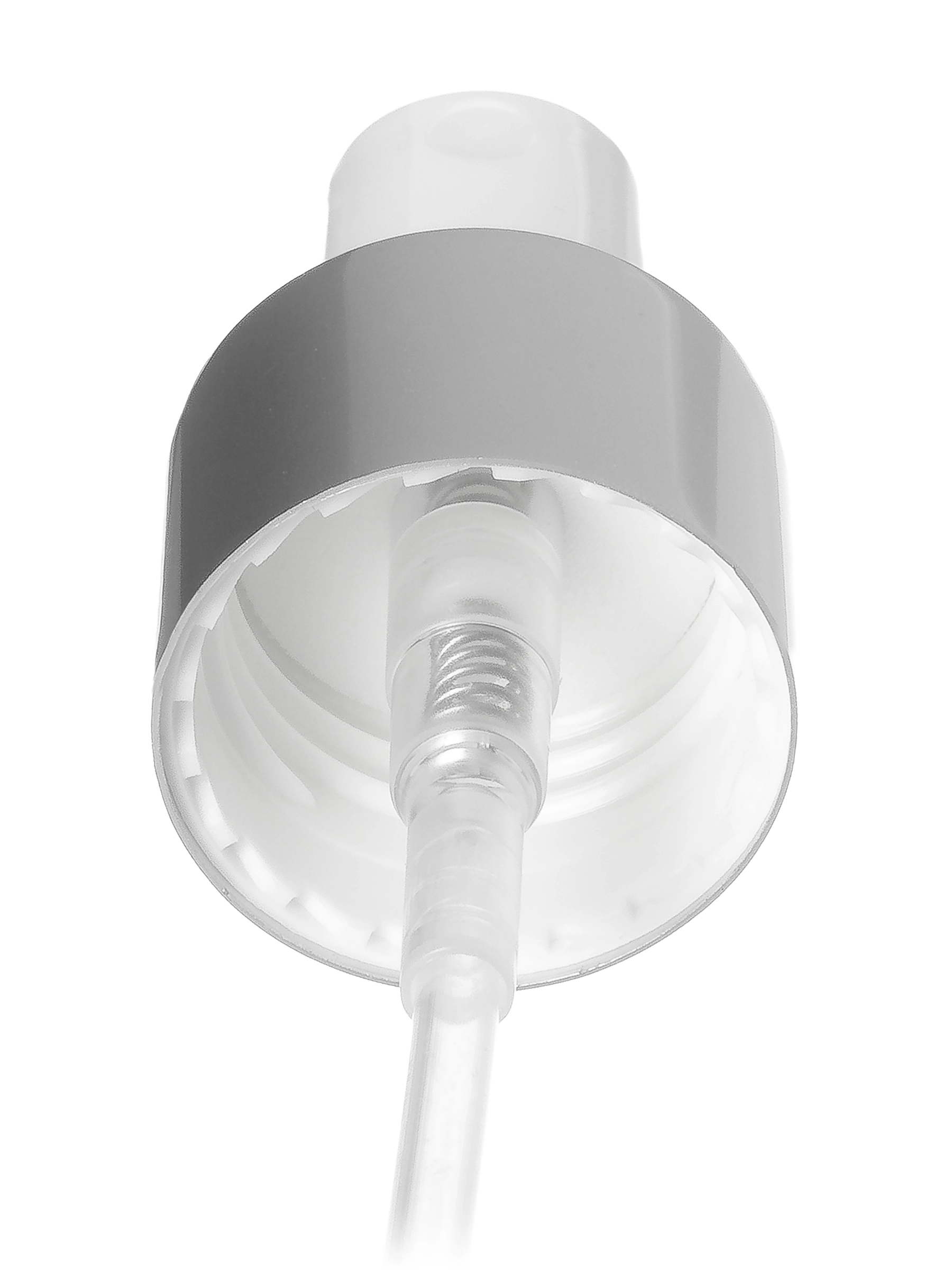 Matte Silver Metal Shell and White PP 24-410 Smooth Skirt Fine-Mist Fingertip Sprayer – S402WHSL