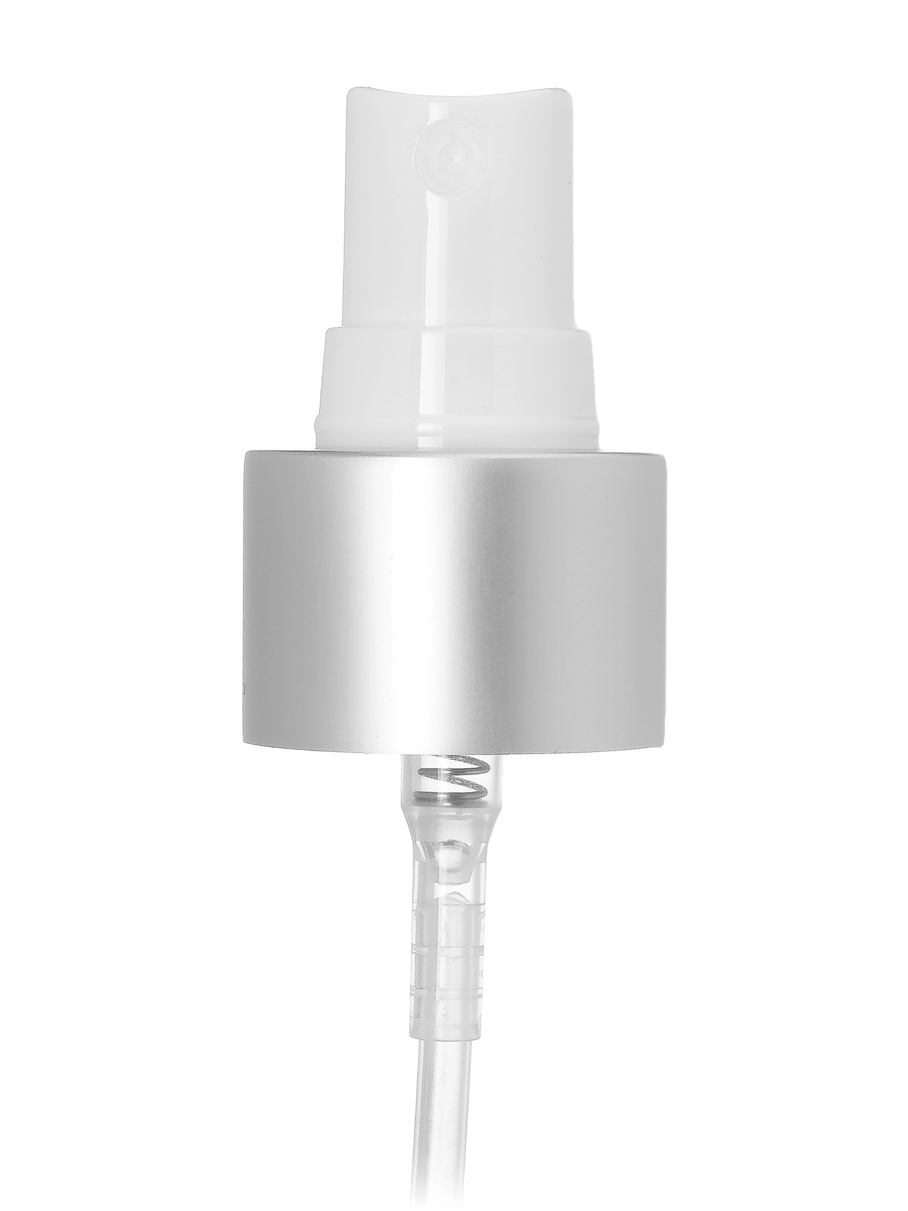 Matte Silver Metal Shell and White PP 24-410 Smooth Skirt Fine-Mist Fingertip Sprayer – S402WHSL