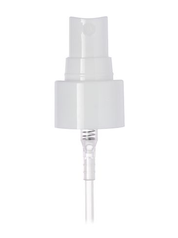 White PP plastic 24-410 smooth skirt fine mist fingertip sprayer with clear overcap and 6.875 inch dip tube (0.18 cc output)