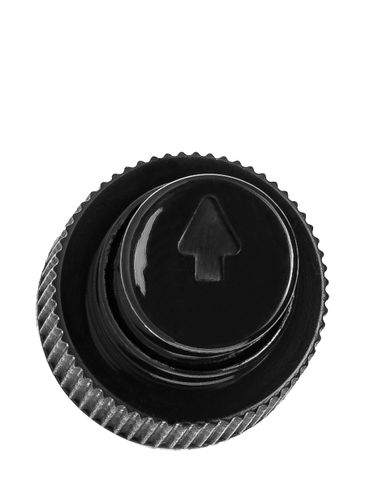 Black PP plastic 20-410 ribbed skirt fine mist fingertip sprayer with clear overcap and 5.3" dip tube (0.14 cc output)