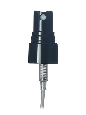 Black PP plastic 20-410 smooth skirt fine mist fingertip sprayer with clear overcap and 5.25 inch dip tube (.16 cc output)