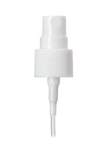 White PP plastic 20-410 ribbed skirt fine-mist fingertip sprayer with clear overcap and 4.50 inch dip tube (.13 cc output)