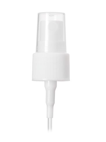 White PP plastic 20-410 ribbed skirt fine-mist fingertip sprayer with clear overcap and 4.50 inch dip tube (.13 cc output)
