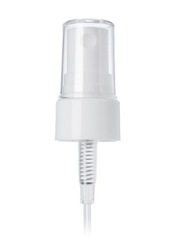 White PP plastic 20-410 smooth skirt fine mist fingertip sprayer with clear overcap and 6.7 inch dip tube