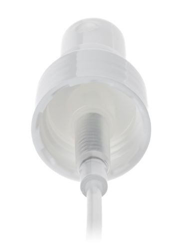 White PP plastic 20-410 smooth skirt fine mist fingertip sprayer with clear overcap and 6.7 inch dip tube