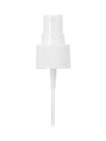 White PP plastic 24-410 ribbed skirt fine mist fingertip sprayer with clear overcap and 6.75 inch dip tube (.16 cc output)