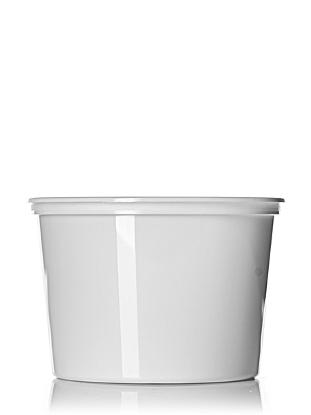 21.2 oz White PP Plastic Round Tub – T016