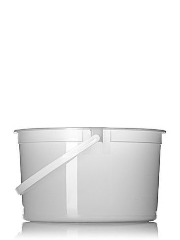 128 oz natural-colored HDPE plastic round tub with handle