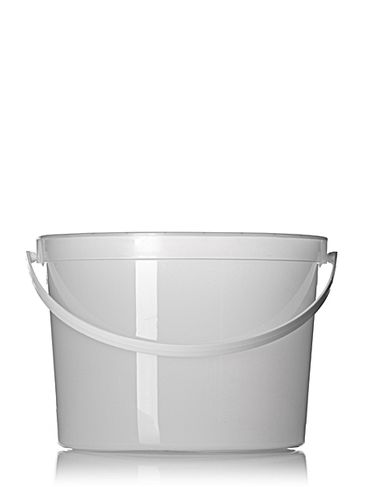 160 oz natural-colored HDPE plastic round tub with handle