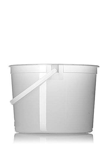 160 oz natural-colored HDPE plastic round tub with handle