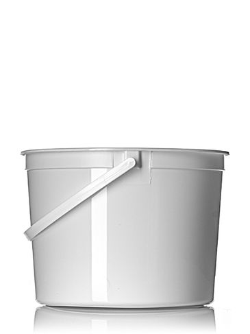 160 oz white HDPE plastic round tub with handle